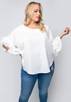 Plus Size Accordion Sleeve Blouse