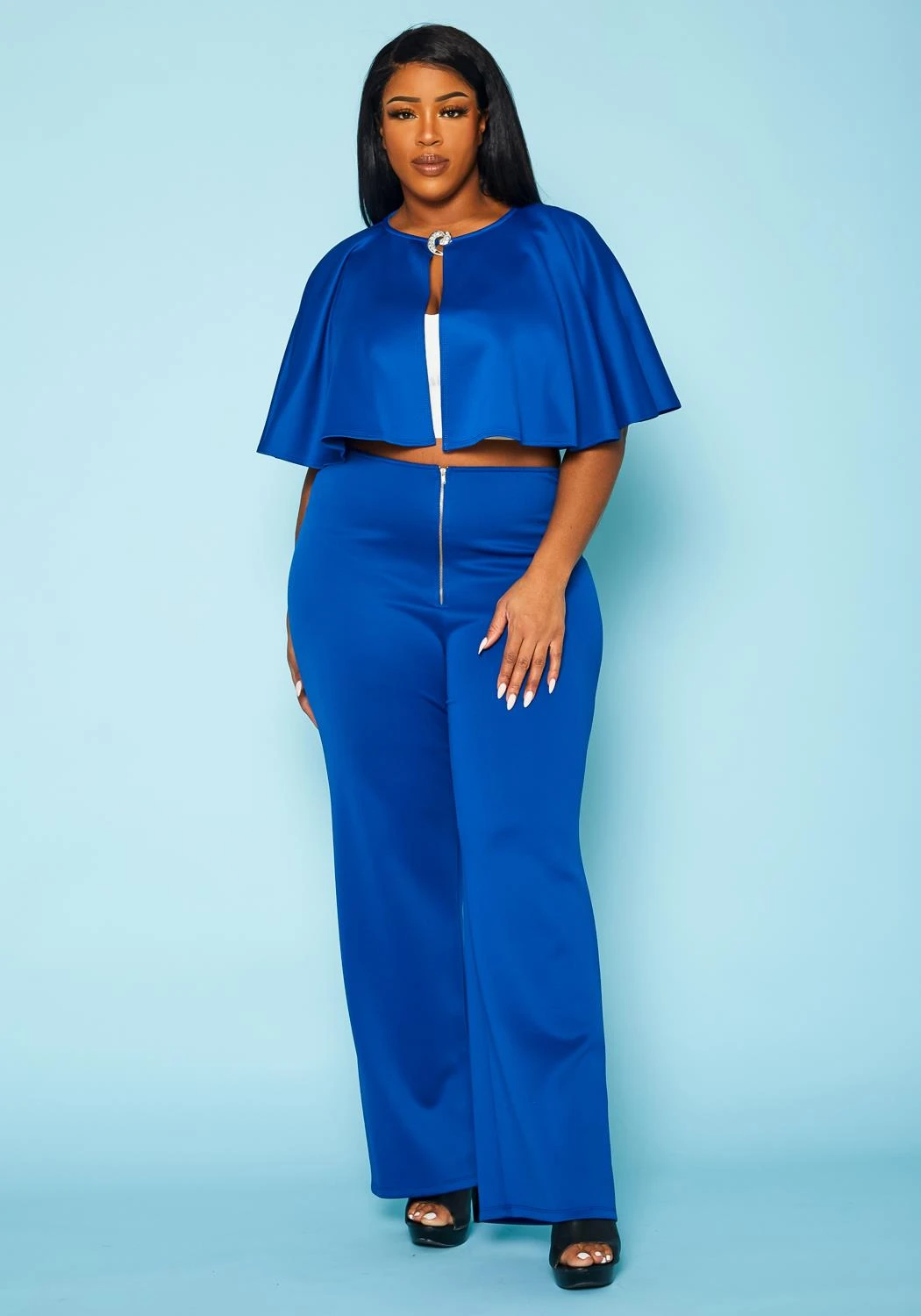 Plus Size Cloak & Straight Pants Set 2 Plus Size Cloak & Straight Pants Set - Image 2