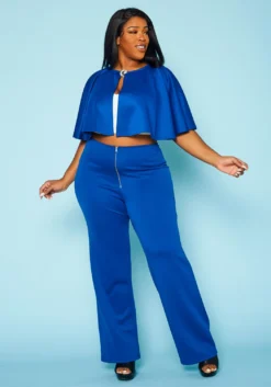 Plus Size Cloak & Straight Pants Set