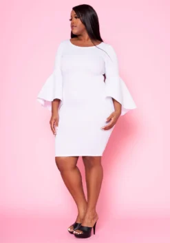 Plus Size Angel Sleeve Mini Dress -Asoph Fashion Shop 2022458 001 2