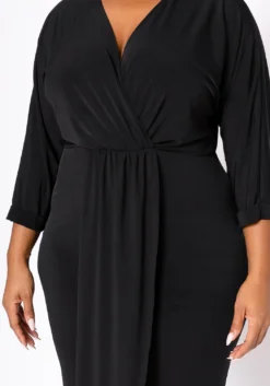 Plus Size Drape Front Cocktail Dress -Asoph Fashion Shop 2022459 001 5