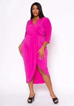 Plus Size Drape Front Cocktail Dress -Asoph Fashion Shop 2022459 004 2