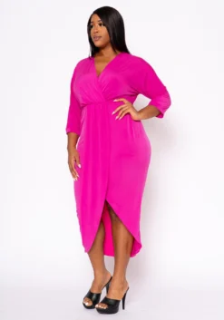 Plus Size Drape Front Cocktail Dress -Asoph Fashion Shop 2022459 004 3