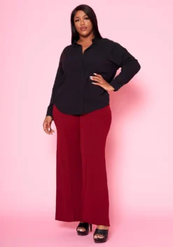 Plus Size Classic Button Up Collar Shirt