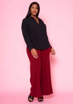 Plus Size Classic Button Up Collar Shirt -Asoph Fashion Shop 2022465 001 2