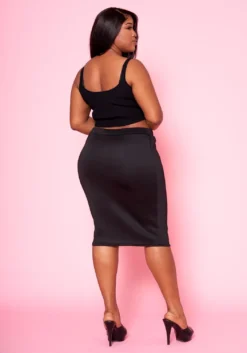 Plus Size High Waist Pencil Skirt -Asoph Fashion Shop 2022466 001 3