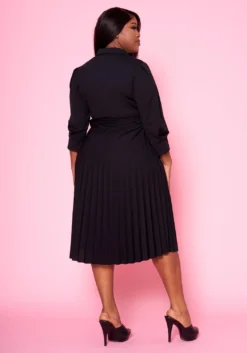 Plus Size Pleated Fit & Flare Midi Dress -Asoph Fashion Shop 2022467 001 4