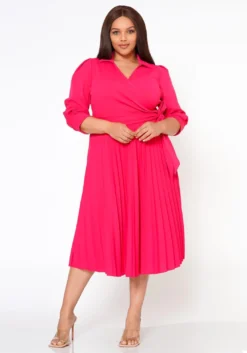 Plus Size Pleated Fit & Flare Midi Dress -Asoph Fashion Shop 2022467 005 2