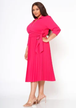 Plus Size Pleated Fit & Flare Midi Dress -Asoph Fashion Shop 2022467 005 3