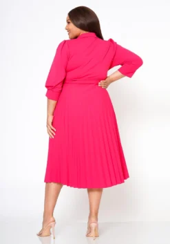 Plus Size Pleated Fit & Flare Midi Dress -Asoph Fashion Shop 2022467 005 4
