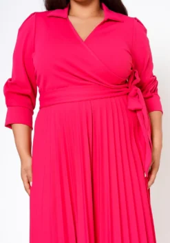 Plus Size Pleated Fit & Flare Midi Dress -Asoph Fashion Shop 2022467 005 5