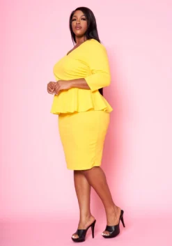 Plus Size Peplum Flare Mini Dress -Asoph Fashion Shop 2022468 002 2