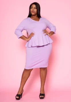 Plus Size Peplum Flare Mini Dress