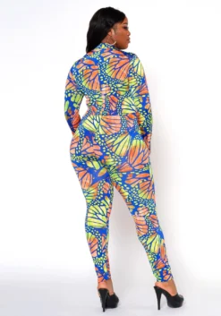 Plus Size Butterfly Print Fitted Jumpsuit -Asoph Fashion Shop 2022473 001 4