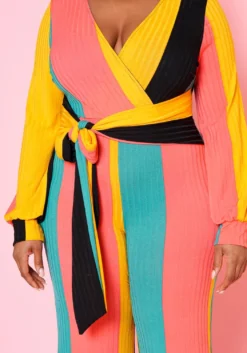 Plus Size Multi Color Ribbed Jumpsuit -Asoph Fashion Shop 2022474 001 4