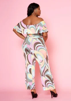Plus Size Abstract Pattern Off Shoulder Jumpsuit -Asoph Fashion Shop 2022478 001 4