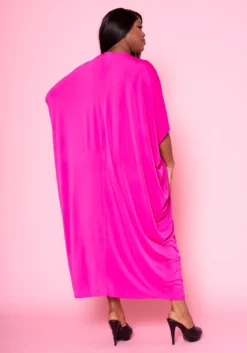 Plus Size Ruched Dolman Sleeve Maxi Dress -Asoph Fashion Shop 2022481 004 5