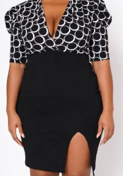 Plus Size Geo Print Splice Mini Dress -Asoph Fashion Shop 2022491 001 4