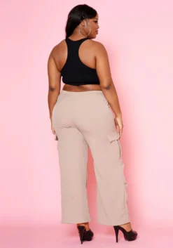 Plus Size Cargo Hem Straight Leg Pants -Asoph Fashion Shop 2022496 002 3