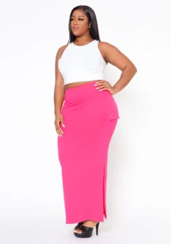 Plus Size Pocket Side Slit Maxi Skirt -Asoph Fashion Shop 2022505 002 3