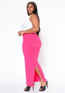 Plus Size Pocket Side Slit Maxi Skirt -Asoph Fashion Shop 2022505 002 4