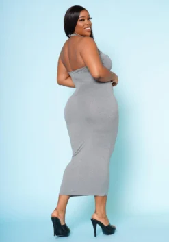 Plus Size Halter Neck Bodycon Midi Dress -Asoph Fashion Shop 2022506 002 3
