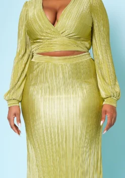 Plus Size Metallic Pleated Two Piece Set -Asoph Fashion Shop 2022510 001 5