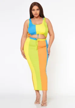 Plus Size Multi Color Matching Two Piece Lounge Set