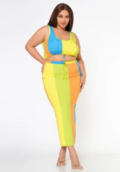 Plus Size Multi Color Matching Two Piece Lounge Set -Asoph Fashion Shop 2022511 002 2