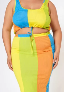 Plus Size Multi Color Matching Two Piece Lounge Set -Asoph Fashion Shop 2022511 002 5