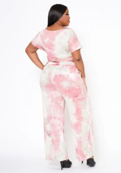 Plus Size Tie Dye Crop Top & High Waist Pants -Asoph Fashion Shop 2022513 001 3