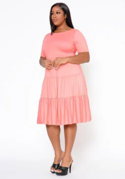 Plus Size Effortless Ruffled Fit & Flare Dress 7 Plus Size Effortless Ruffled Fit & Flare Dress -Asoph Fashion Shop 2022516 001 1