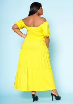 Plus Size Off Shoulder Fit & Flare Maxi Dress -Asoph Fashion Shop 2022517 001 3