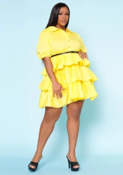 Plus Size Ruffle Tiered Flare Mini Dress -Asoph Fashion Shop 2022518 002 2
