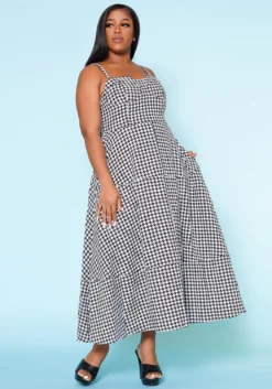 Plus Size Houndstooth Print Maxi Dress -Asoph Fashion Shop 2022520 001 1