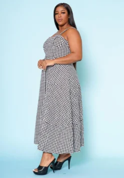 Plus Size Houndstooth Print Maxi Dress -Asoph Fashion Shop 2022520 001 3