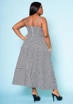 Plus Size Houndstooth Print Maxi Dress -Asoph Fashion Shop 2022520 001 4