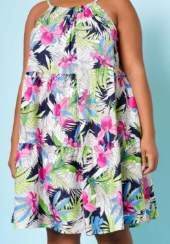 Plus Size Tropic Floral Pattern Flare Mini Dress -Asoph Fashion Shop 2022523 001 5