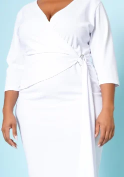 Plus Size V Neck Overlay Drape Mini Dress -Asoph Fashion Shop 2022524 002 4