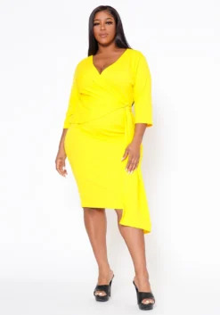 Plus Size V Neck Overlay Drape Mini Dress -Asoph Fashion Shop 2022524 003 2