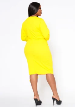 Plus Size V Neck Overlay Drape Mini Dress -Asoph Fashion Shop 2022524 003 4