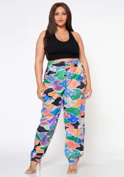 Plus Size Abstract Pattern Ankle Cuffed Pants -Asoph Fashion Shop 2022538 001 2