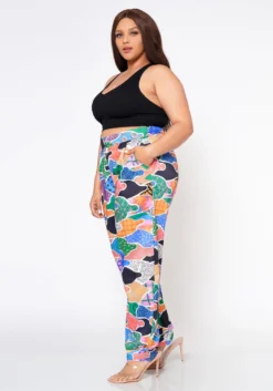 Plus Size Abstract Pattern Ankle Cuffed Pants -Asoph Fashion Shop 2022538 001 3