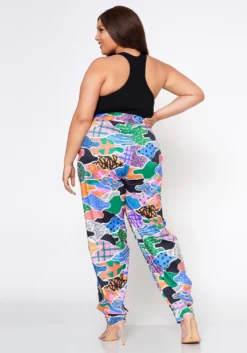Plus Size Abstract Pattern Ankle Cuffed Pants -Asoph Fashion Shop 2022538 001 4