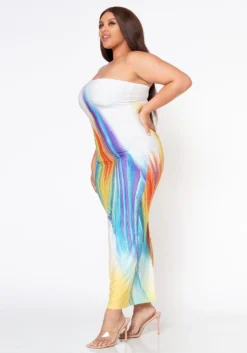 Plus Size Sunset Views Multi Print Tube Maxi Dress -Asoph Fashion Shop 2022539 002 2