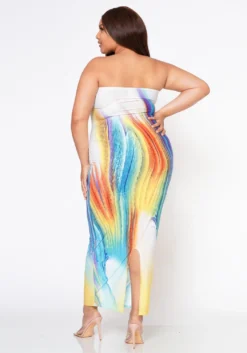 Plus Size Sunset Views Multi Print Tube Maxi Dress -Asoph Fashion Shop 2022539 002 3