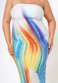 Plus Size Sunset Views Multi Print Tube Maxi Dress -Asoph Fashion Shop 2022539 002 4