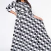 Plus Size Fit & Flare Plaid Pattern Maxi Dress