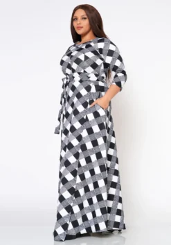 Plus Size Fit & Flare Plaid Pattern Maxi Dress -Asoph Fashion Shop 2022546 001 2