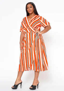 Plus Size Puff Sleeve Wrap Dress 7 Plus Size Puff Sleeve Wrap Dress -Asoph Fashion Shop 2022548 001 3